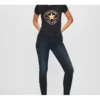 Estampado deportivo, manga corta, negro