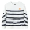 Jersey de cuello redondo Casual Stripe, tallas asiáticas «Blanco Negro»