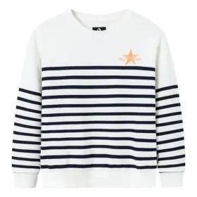 Jersey de cuello redondo Casual Stripe, tallas asiáticas «Blanco Negro»