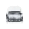 Jersey de cuello redondo Casual Stripe, tallas asiáticas «Blanco Negro»