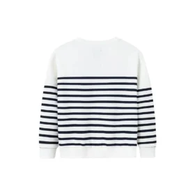 Jersey de cuello redondo Casual Stripe, tallas asiáticas «Blanco Negro»