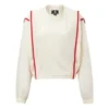 Jersey de cuello redondo con costuras en contraste de la serie, blanco