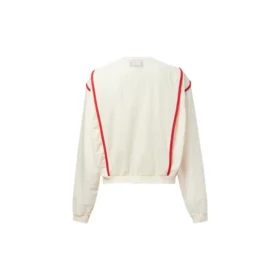 Jersey de cuello redondo con costuras en contraste de la serie, blanco