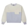 Jersey de cuello redondo de lana de cordero con costuras, color blanco leche