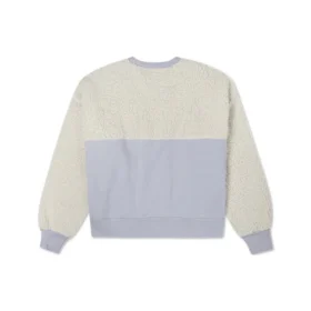 Jersey de cuello redondo de lana de cordero con costuras, color blanco leche