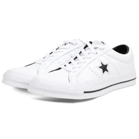 One Star de piel perforada de caña baja «Blanco Negro»