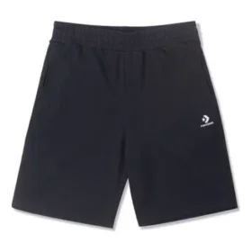 Pantalón corto de felpa de ajuste estándar con estrella bordada y diseño en forma de V, tallas asiáticas «Negro»