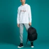 Pantalón de chándal con chevrón y estrella bordada FT Tallas asiáticas «Gris»
