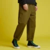 Pantalones casuales entallados de pierna recta tejidos, tallas asiáticas, «verde musgo oscuro»