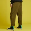 Pantalones casuales entallados de pierna recta tejidos, tallas asiáticas, «verde musgo oscuro»