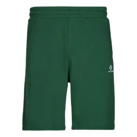 Pantalones cortos de felpa de corte estándar con estrella bordada y diseño en zigzag – Tallas asiáticas «Verde»