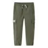 Pantalones de color liso con cintura elástica Tallas asiáticas «Verde oliva»