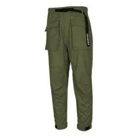 Pantalones largos de punto con múltiples bolsillos para hombre, verde oscuro