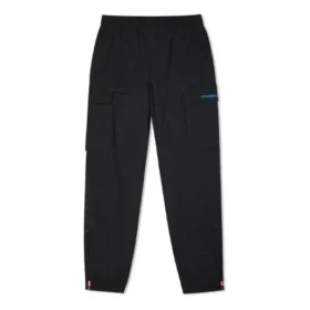 Pantalones largos deportivos de jogging informales con múltiples bolsillos y tejido de carga, color negro oscuro