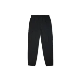 Pantalones largos deportivos de jogging informales con múltiples bolsillos y tejido de carga, color negro oscuro