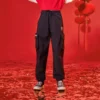 Pantalones largos informales Tallas asiáticas «Negro Rojo»