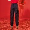 Pantalones largos informales Tallas asiáticas «Negro Rojo»