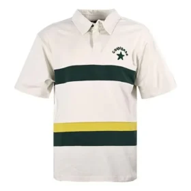 Polo con logotipo en bloques de color, tallas asiáticas, «Blanco y verde oscuro»