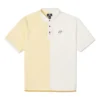 Polo de manga corta para hombre Converse con solapa y bloques de color, color crema y amarillo