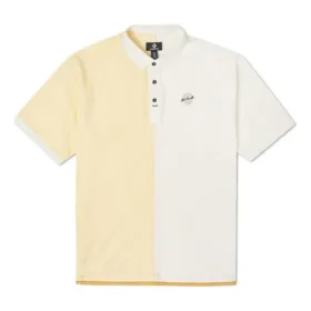 Polo de manga corta para hombre Converse con solapa y bloques de color, color crema y amarillo