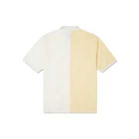 Polo de manga corta para hombre Converse con solapa y bloques de color, color crema y amarillo