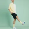 Polo de manga corta para hombre Converse con solapa y bloques de color, color crema y amarillo