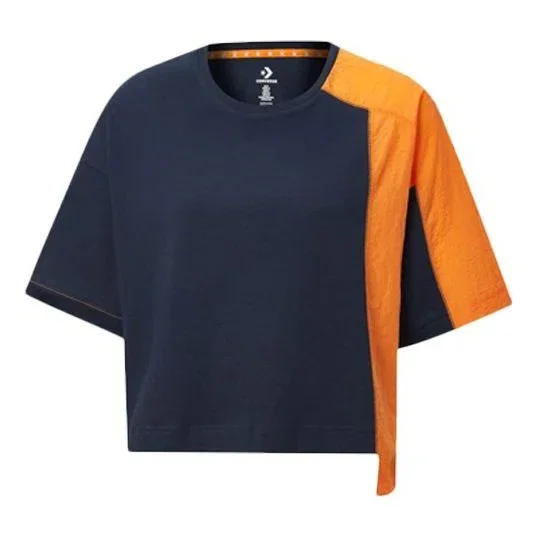 Serie Capsule: camiseta de cuello redondo y manga corta con colores contrastantes, azul