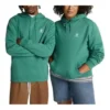 Sudadera con capucha de felpa de corte estándar con estrella y chevrón bordados, tallas asiáticas «Verde»