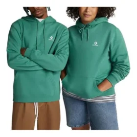 Sudadera con capucha de felpa de corte estándar con estrella y chevrón bordados, tallas asiáticas «Verde»