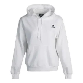 Sudadera con capucha de manga larga y logotipo pequeño, color blanco