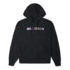 Sudadera con capucha de punto bordada con letras en colores contrastantes, color negro