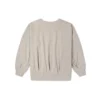 Sudadera con capucha de punto suelto de color liso y cuello en V, color beige