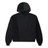 Sudadera con capucha deportiva de pana de color liso, negra