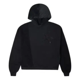 Sudadera con capucha deportiva de pana de color liso, negra