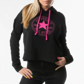 Sudadera con capucha deportiva y casual de punto, color negro