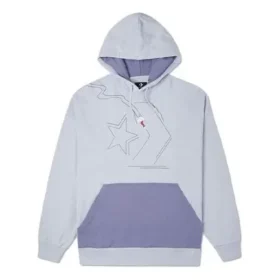 Sudadera con capucha holgada con bloques de color y forro polar Azul claro