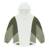 Sudadera con capucha holgada de punto con colores contrastantes irregulares, estilo retro, en blanco