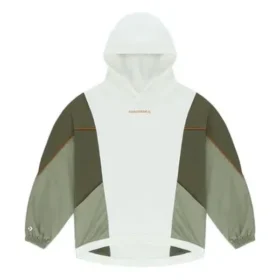 Sudadera con capucha holgada de punto con colores contrastantes irregulares, estilo retro, en blanco Sudadera con capucha holgada de punto con colores contrastantes irregulares, estilo retro, en blanco