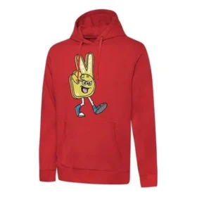 Sudadera con capucha y cordón con estampado de letras en los dedos, color rojo Sudadera con capucha y cordón con estampado de letras en los dedos, color rojo