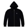 Sudadera con capucha y cremallera completa con diseño de estrellas y chevrones, tallas asiáticas, «Negro»