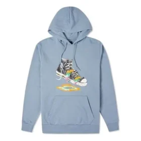 Sudadera con capucha y estampado de gotas de pintura, tallas asiáticas «Vintage Blue»