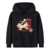 Sudadera con capucha y letras de dibujos animados, tallas asiáticas «Negro, blanco y rojo»