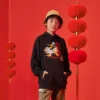 Sudadera con capucha y letras de dibujos animados, tallas asiáticas «Negro, blanco y rojo»