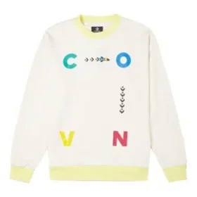 Sudadera con cuello redondo y estampado de letras en contraste, talla asiática, «Blanco»