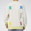 Sudadera con cuello redondo y estampado de letras en contraste, talla asiática, «Blanco»