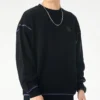 Sudadera de cuello redondo con estampado Renew, tallas asiáticas, «Negro»