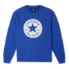 Sudadera de cuello redondo con parche Go-To Chuck Taylor de felpa francesa Tallas asiáticas «Azul»