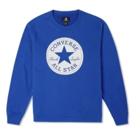 Sudadera de cuello redondo con parche Go-To Chuck Taylor de felpa francesa Tallas asiáticas «Azul»