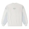 Sudadera de cuello redondo con parches de denim Tallas asiáticas «Blanco»