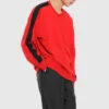 Sudadera de cuello redondo con ribetes Track Taping, tallas asiáticas «Red»